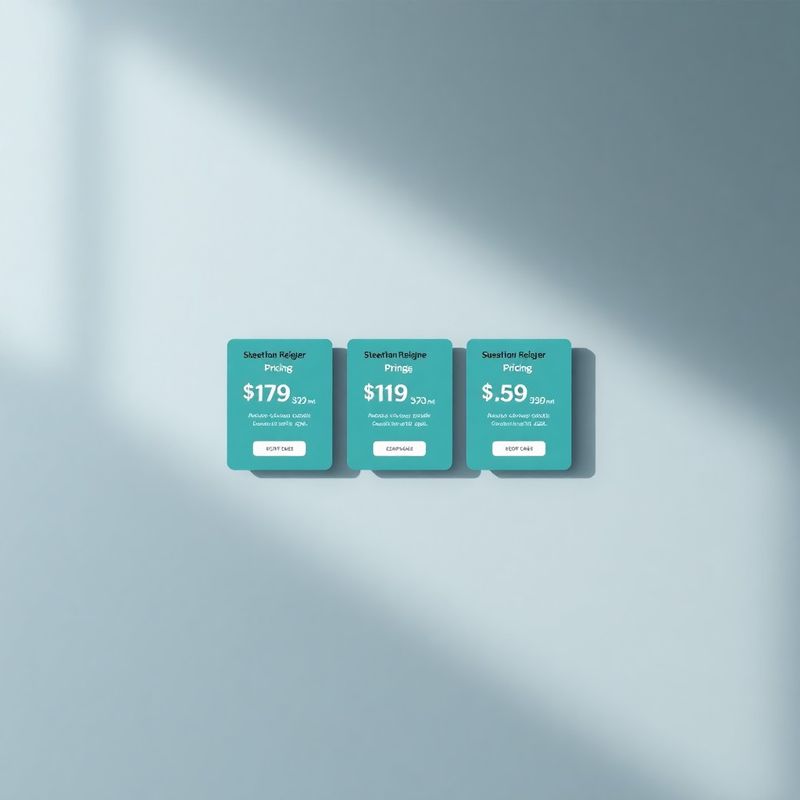 Drei schwebende Preistarif-Karten in Teal auf abstraktem Verlauf